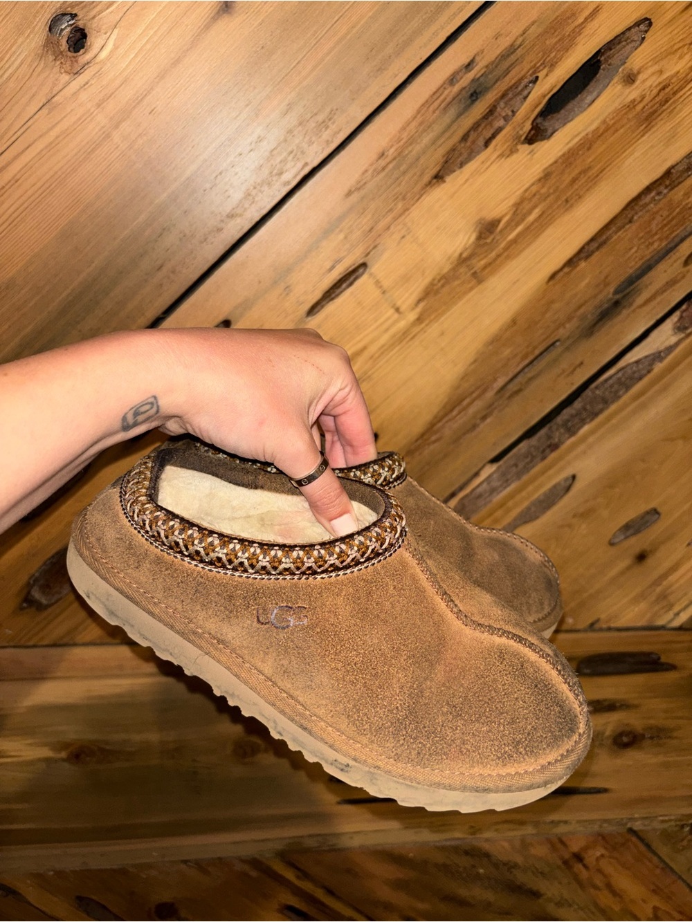 UGG Kids Tan Suede Tasman Slippers